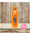 Botella Personalizada Naranja y Azulón Balón Fútbol
